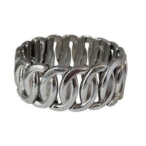 1950s Harwood Leading Lady Silver Tone Vintage O Links Expansion Bracelet